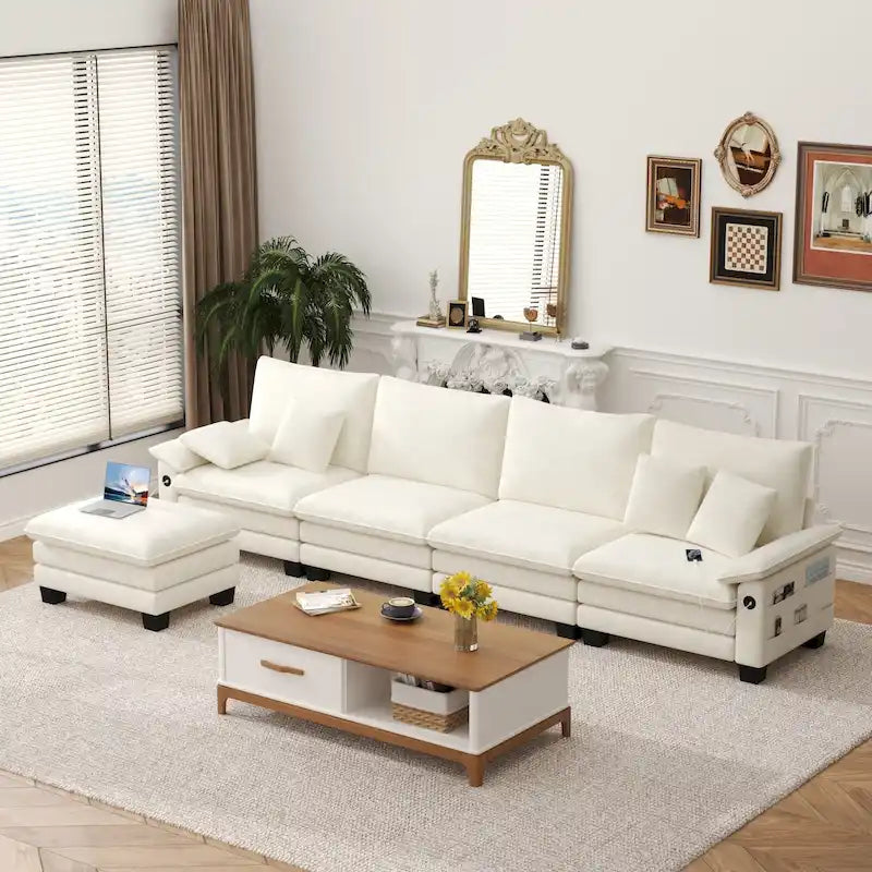 Ensembles de meubles de salon, canapé sectionnel modulable avec pouf pour le salon, canapé convertible