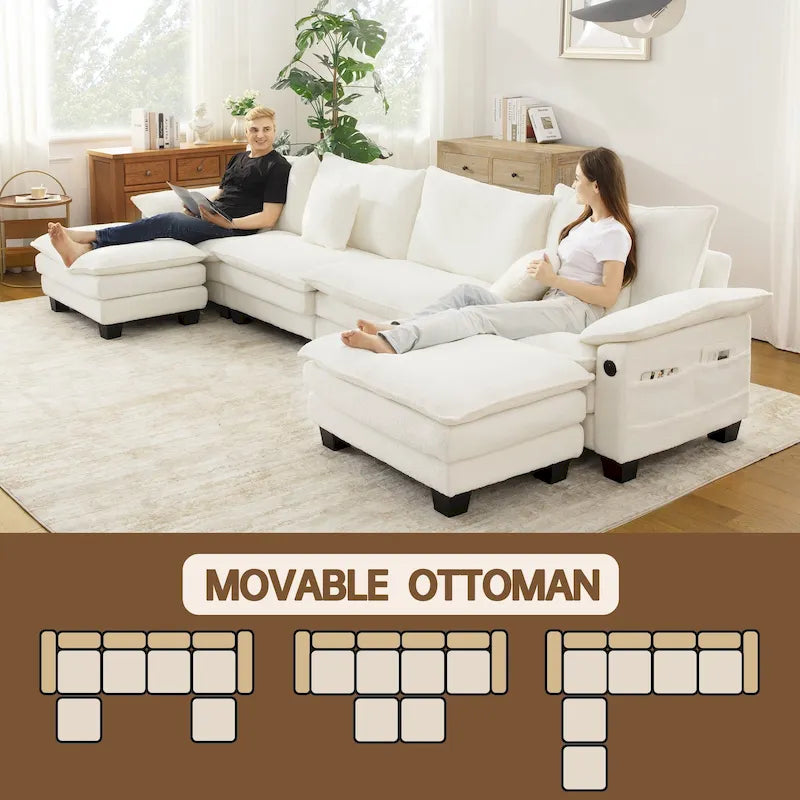 Ensembles de meubles de salon, canapé sectionnel modulable avec pouf pour le salon, canapé convertible