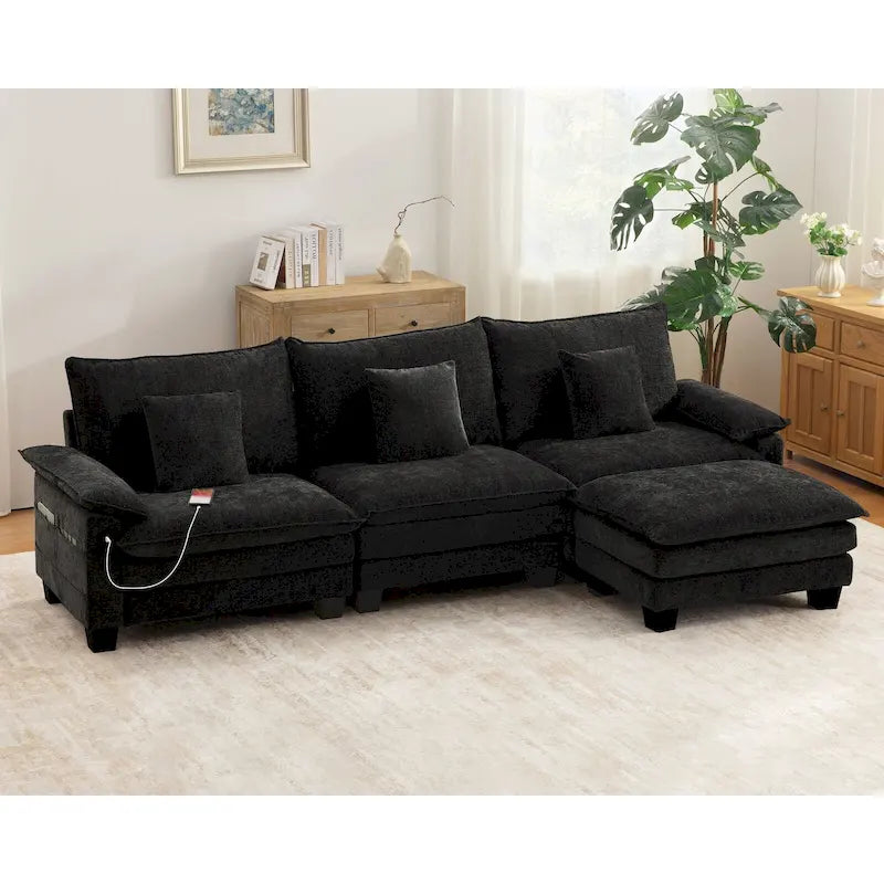 Ensembles de meubles de salon, canapé sectionnel modulable avec pouf pour le salon, canapé convertible