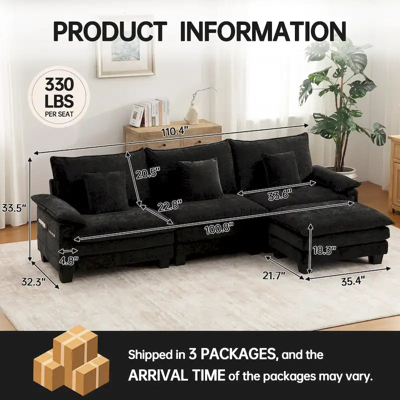 Ensembles de meubles de salon, canapé sectionnel modulable avec pouf pour le salon, canapé convertible