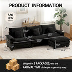 Ensembles de meubles de salon, canapé sectionnel modulable avec pouf pour le salon, canapé convertible