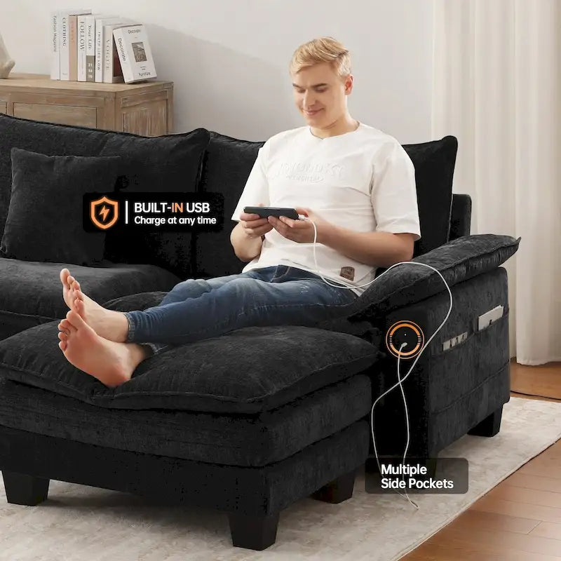 Ensembles de meubles de salon, canapé sectionnel modulable avec pouf pour le salon, canapé convertible