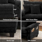 Ensembles de meubles de salon, canapé sectionnel modulable avec pouf pour le salon, canapé convertible