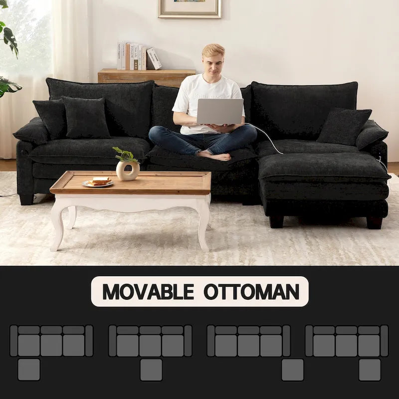 Ensembles de meubles de salon, canapé sectionnel modulable avec pouf pour le salon, canapé convertible