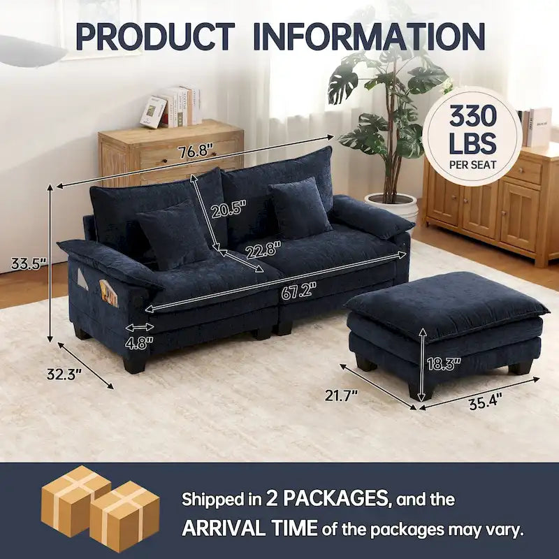 Ensembles de meubles de salon, canapé sectionnel modulable avec pouf pour le salon, canapé convertible