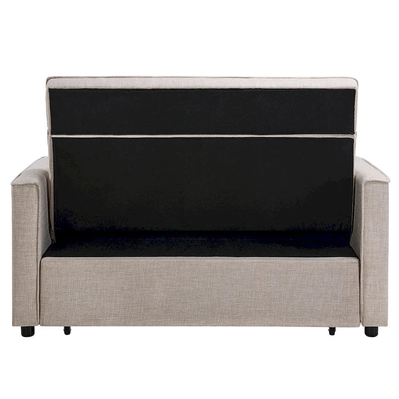 Nowoczesna rozkładana sofa dwuosobowa o długości 76.5, z pikowanym obiciem, funkcją spania i rozkładanym siedziskiem