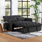 Nowoczesna rozkładana sofa dwuosobowa o długości 76.5, z pikowanym obiciem, funkcją spania i rozkładanym siedziskiem