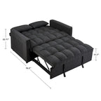 Nowoczesna rozkładana sofa dwuosobowa o długości 76.5, z pikowanym obiciem, funkcją spania i rozkładanym siedziskiem