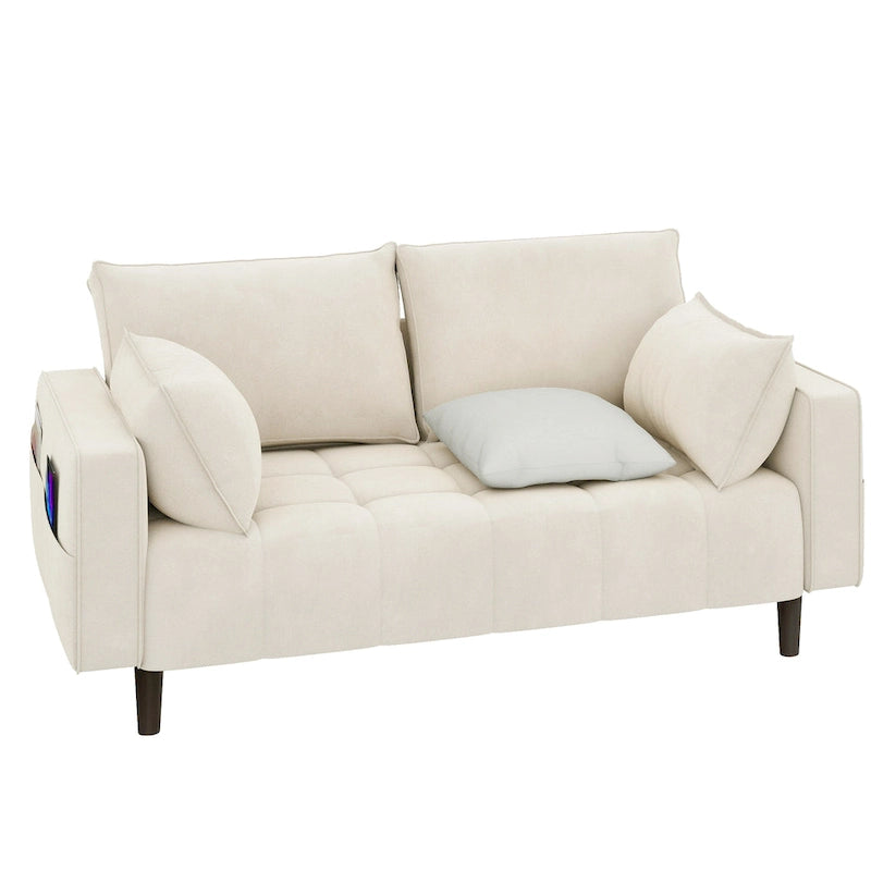 Moasis 56 Velvet Tufted Loveseat Sofa with Button Tufted Seat and Side Storage Pocket