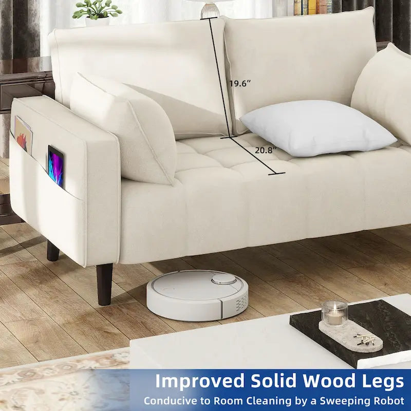 Moasis 56 Velvet Tufted Loveseat Sofa with Button Tufted Seat and Side Storage Pocket