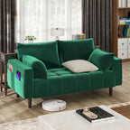 Moasis 56 Velvet Tufted Loveseat Sofa with Button Tufted Seat and Side Storage Pocket