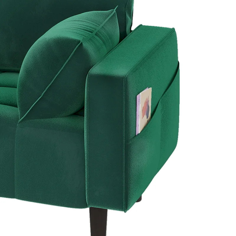 Moasis 56 Velvet Tufted Loveseat Sofa with Button Tufted Seat and Side Storage Pocket