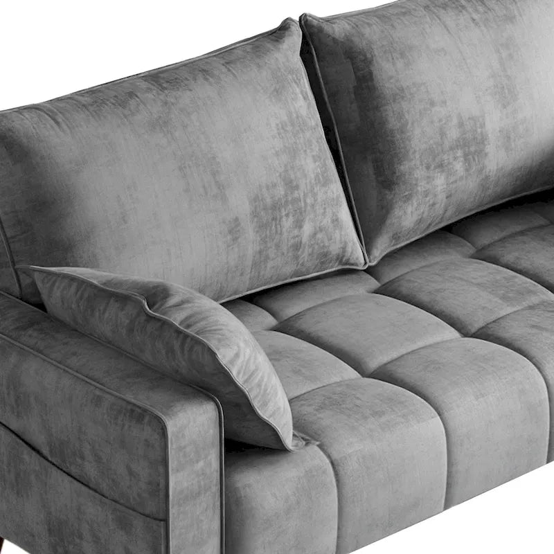 Moasis 56 Velvet Tufted Loveseat Sofa with Button Tufted Seat and Side Storage Pocket