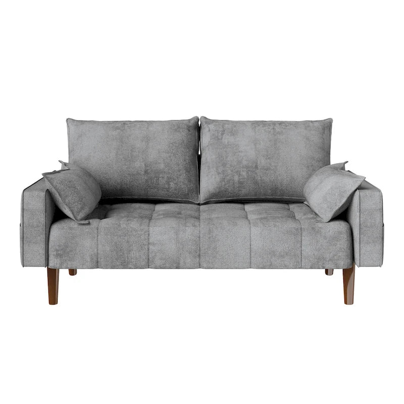 Moasis 56 Velvet Tufted Loveseat Sofa with Button Tufted Seat and Side Storage Pocket