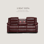 Käsikäyttöinen 3-osainen olohuoneen lepotuolisetti – sohva alas taittuvalla pöydällä, kahden istuttava sohva konsolilla ja lepotuoli