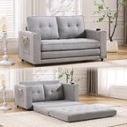 Canapé futon Oaks Aura rembourré avec couchage escamotable, canapé deux places capitonné pliable avec porte-gobelet, choix de couleurs