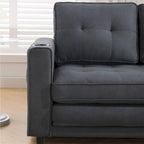 Canapé futon Oaks Aura rembourré avec couchage escamotable, canapé deux places capitonné pliable avec porte-gobelet, choix de couleurs