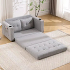 Canapé futon Oaks Aura rembourré avec couchage escamotable, canapé deux places capitonné pliable avec porte-gobelet, choix de couleurs