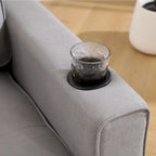 Canapé futon Oaks Aura rembourré avec couchage escamotable, canapé deux places capitonné pliable avec porte-gobelet, choix de couleurs