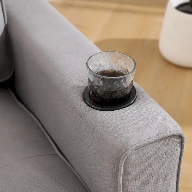Canapé futon Oaks Aura rembourré avec couchage escamotable, canapé deux places capitonné pliable avec porte-gobelet, choix de couleurs