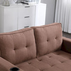 Canapé futon Oaks Aura rembourré avec couchage escamotable, canapé deux places capitonné pliable avec porte-gobelet, choix de couleurs