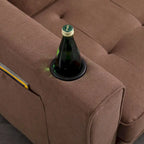 Canapé futon Oaks Aura rembourré avec couchage escamotable, canapé deux places capitonné pliable avec porte-gobelet, choix de couleurs